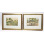 Joseph Jobling - pair watercolours