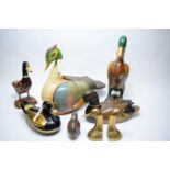 Qty. of Oriental carved wood bird ornaments; and enamelled items.