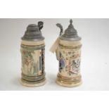 Two 20th C German earthenware steins.