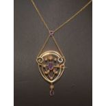 Edwardian amethyst and seed pearl pendant