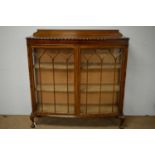 Early 20th C oak display cabinet.