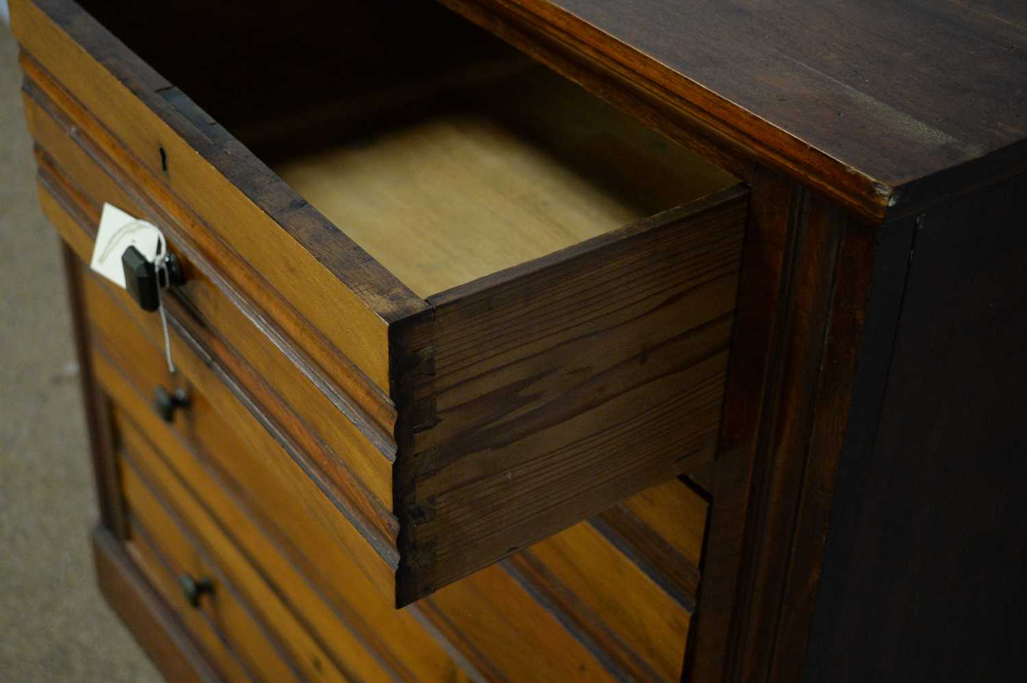 Late 19th C walnut chest of drawers. - Image 3 of 3
