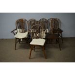 Set of eight 20th C elm Windsor chairs.