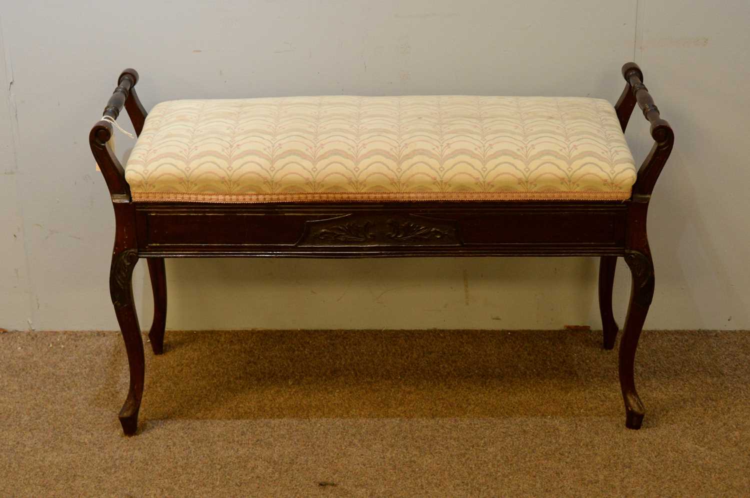 Early 20th C mahogany piano stool.