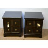 Pair of ebonised ash bedside tables