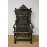 20th C oak Wainscot style armchair.