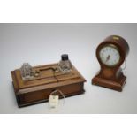 Edwardian mantel clock; and an inkstand.