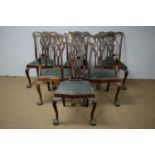 Set of six 20th C George III style dining chairs.