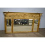 20th C triptych overmantel mirror.