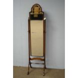 20th C Queen Anne style cheval mirror