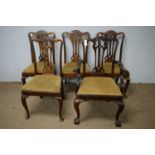 Set of five late 19th C dining chairs.