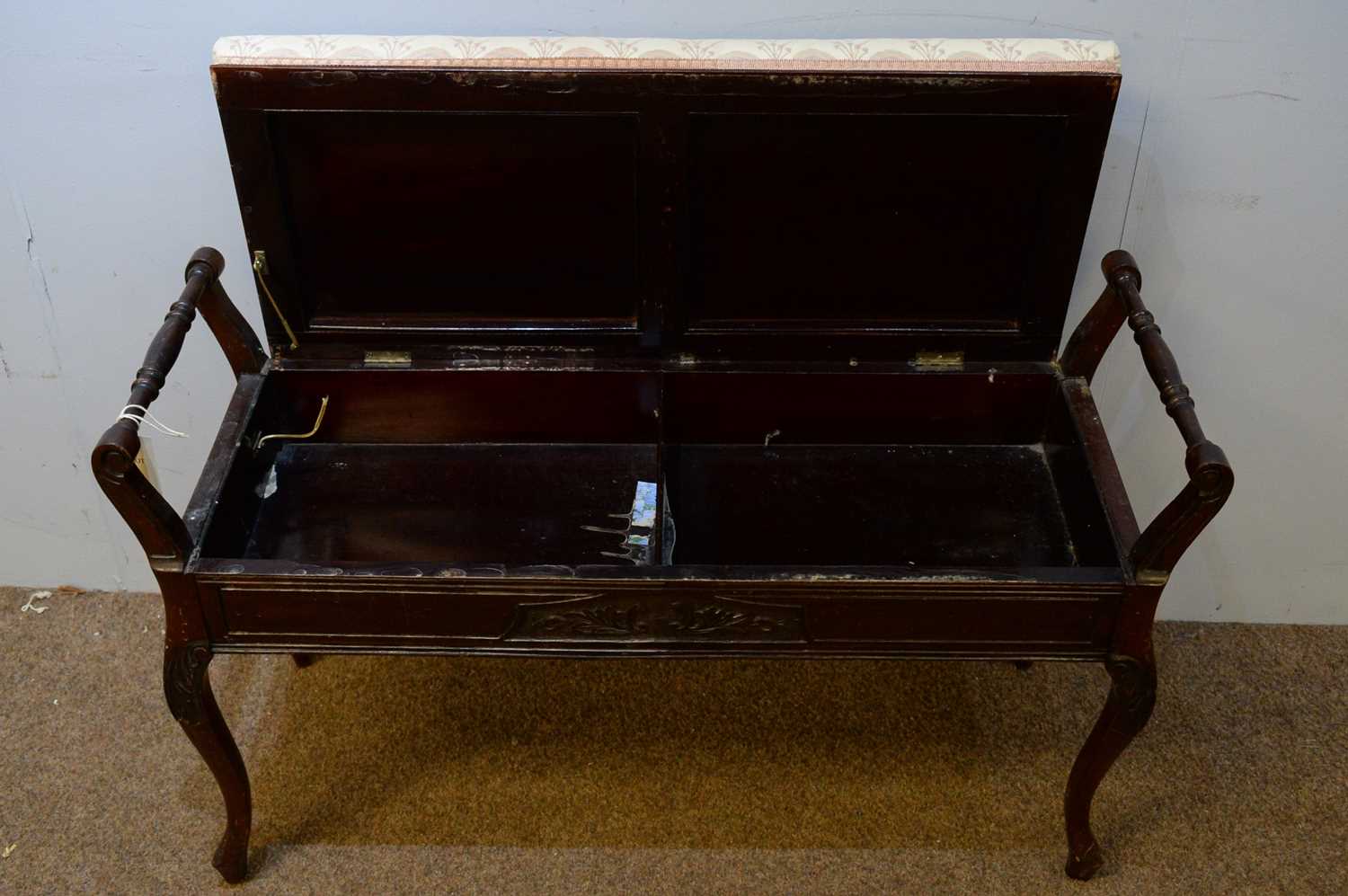 Early 20th C mahogany piano stool. - Image 2 of 3