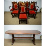 20th C mahogany dining table and eight chairs.