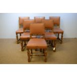 Set of six 20th C oak dining chairs.