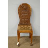 20th C oak hall chair.