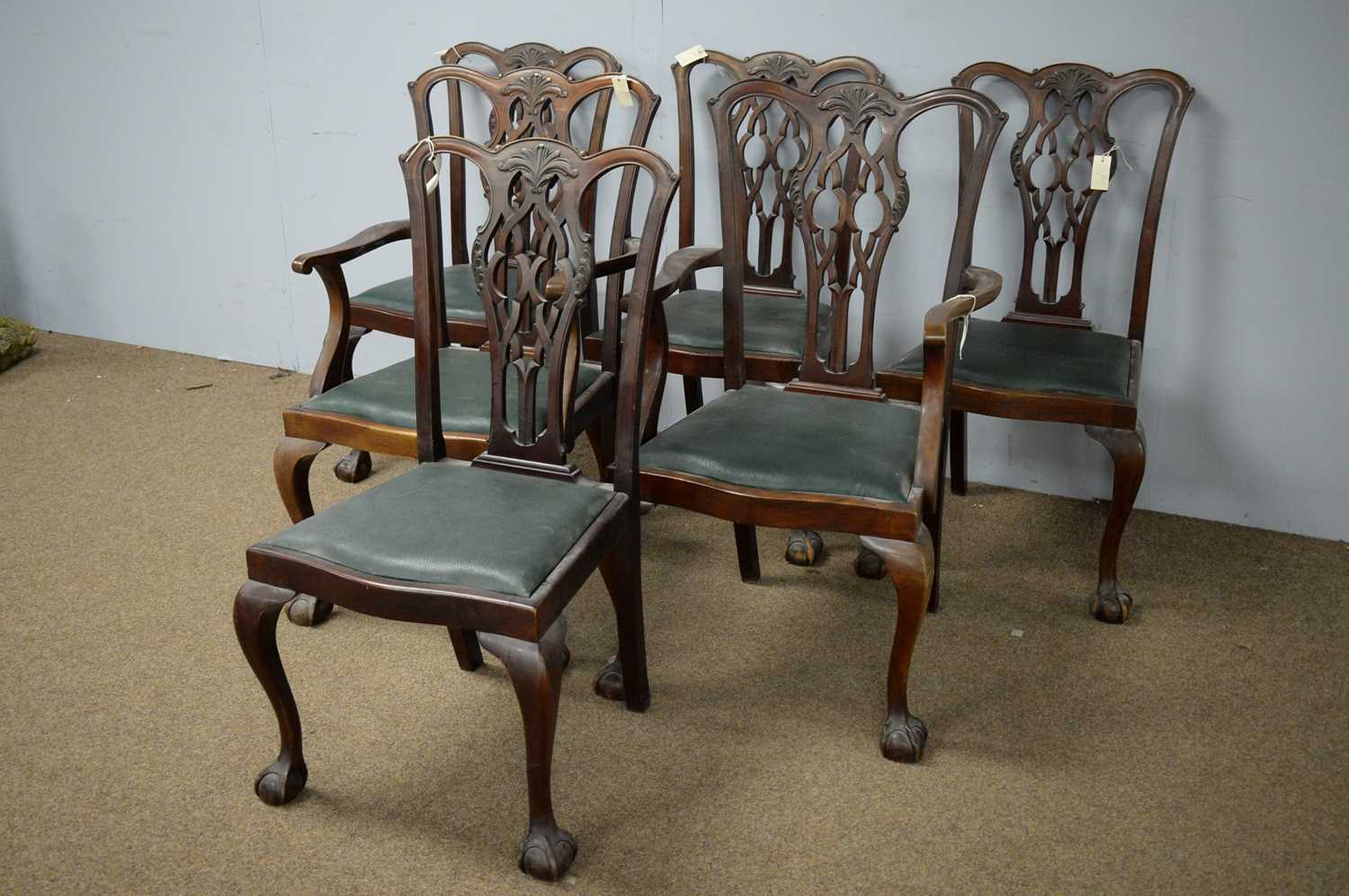 Set of six 20th C George III style dining chairs. - Image 2 of 2