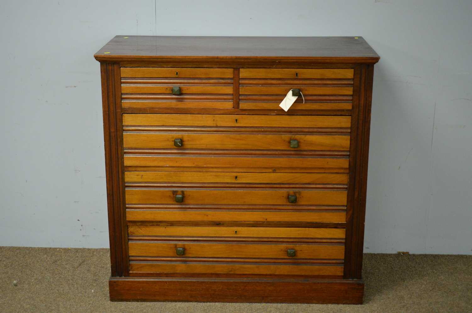 Late 19th C walnut chest of drawers.