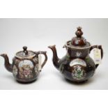 Commemorative glazed teapot; and another.