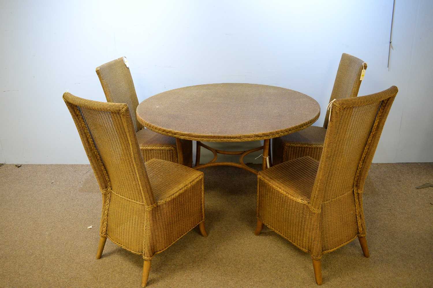 20th C wicker table and chairs