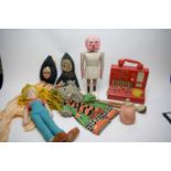 Small qty. of dolls; tinplate telephone exchange; etc.