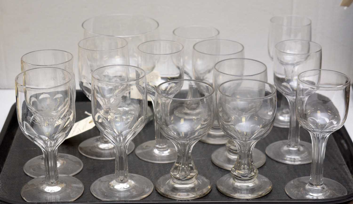 Assorted 19th Century hollow stem glasses