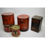 Small collection of vintage collectible tins.