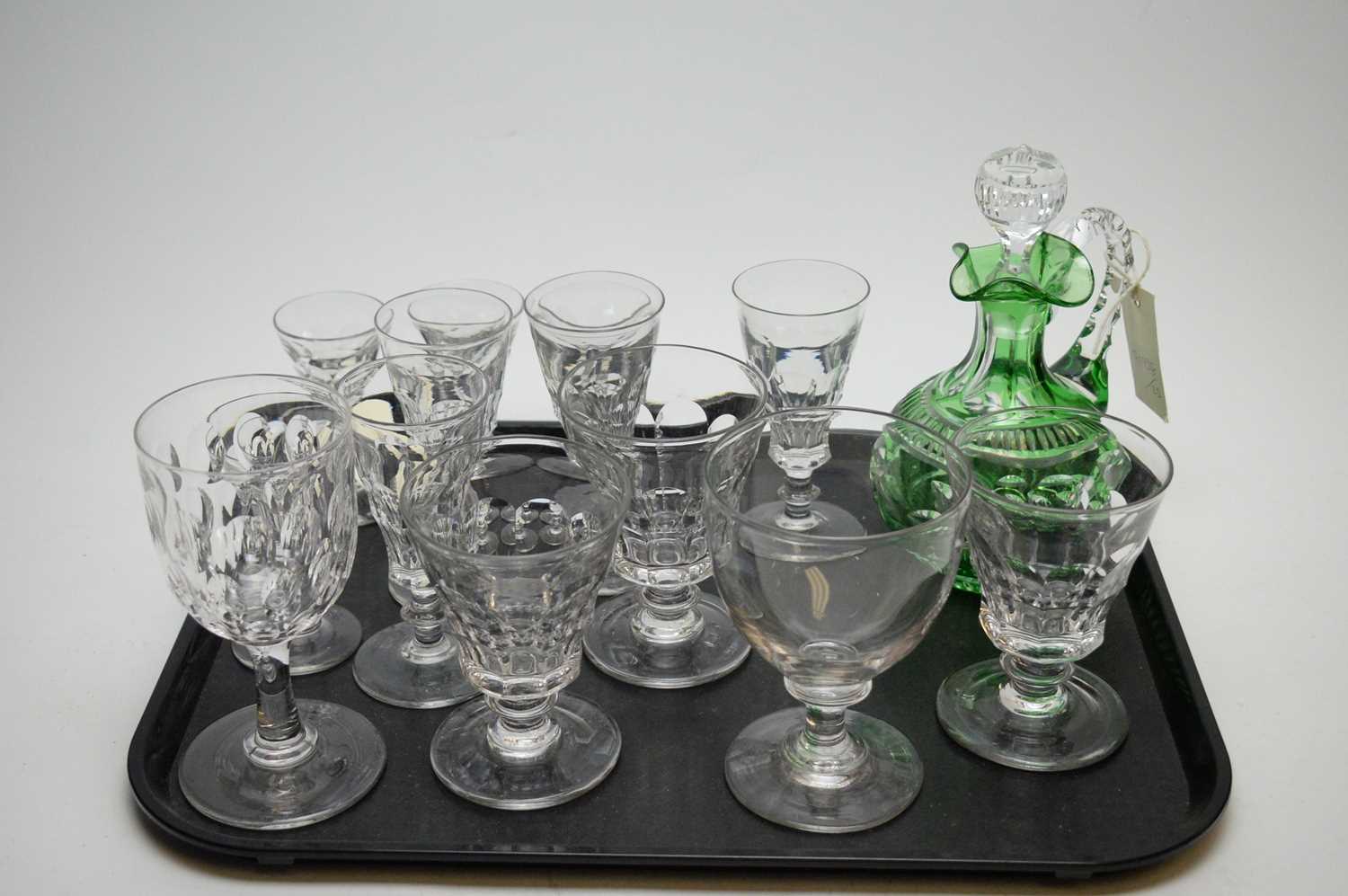 Qty. of cut glass glasses and claret jug.