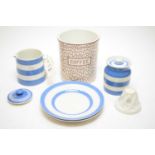 Selection of T & G Green Cornishware; and a Maling coffee jar.