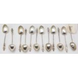 Set of twelve silver teaspoons.