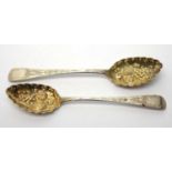Two silver berry spoons