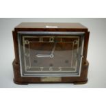 Art Deco walnut cased mantel clock.