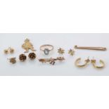 Selection of gold and yellow metal jewellery.