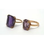 Two amethyst rings