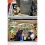 A collection of miscellaneous fishing gear / A collection of fishing books