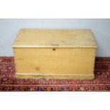 A 20th C stripped pine blanket box.