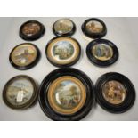 Collection of 19th C colour Prattware pot lids.