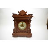 Early 20th C oak cased American mantel clock.