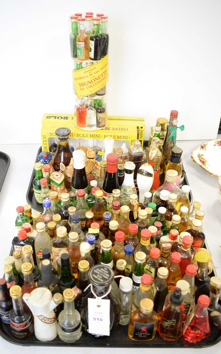 Large selection of liqueur miniatures.