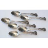 Cased set of six silver teaspoons.