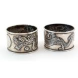 Pair of Chinese silver napkin rings.