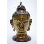20th C bronze Buddha head.