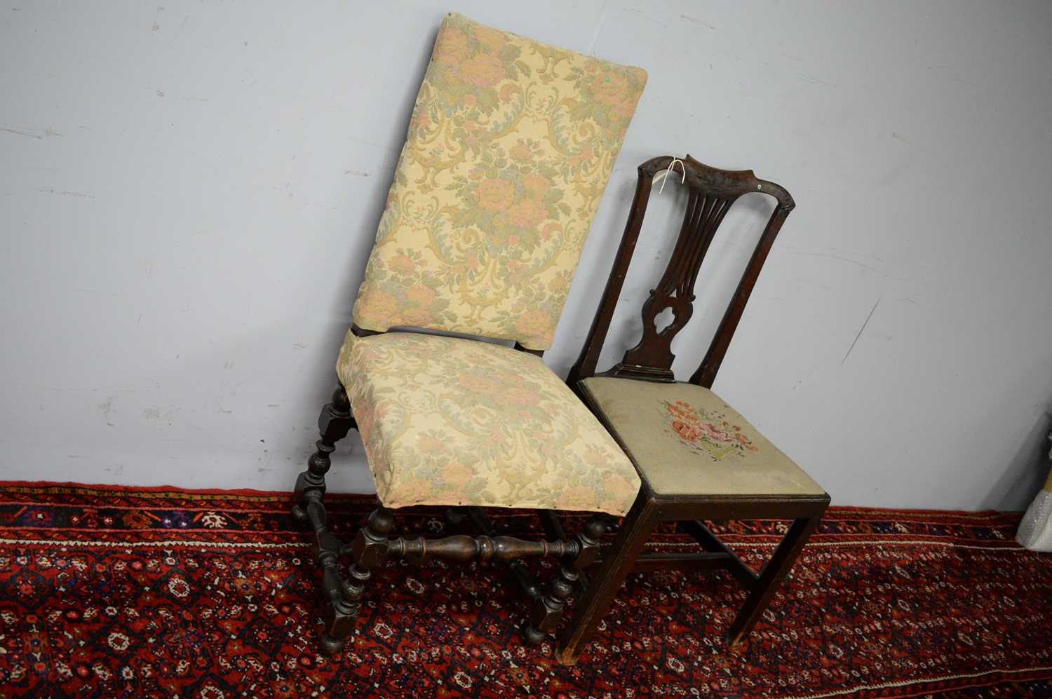 19th C dining chair; and a 19th C high back chair. - Image 3 of 3