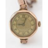 9ct. yellow gold cased Sederal cocktail watch.