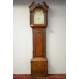 19th C oak and mahogany 30 hour longcase clock.