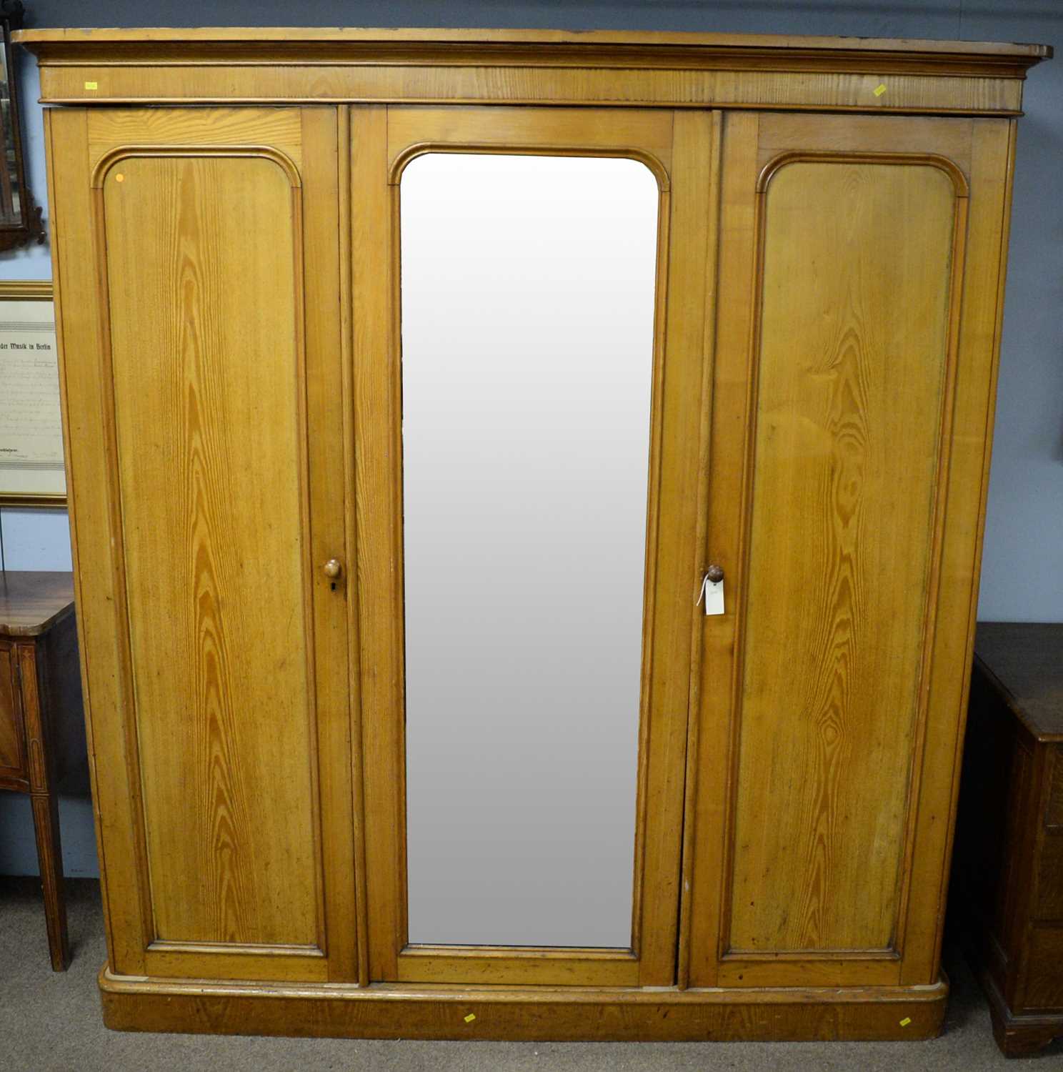 Early 20th Century oak three door wardrobe