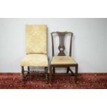 19th C dining chair; and a 19th C high back chair.