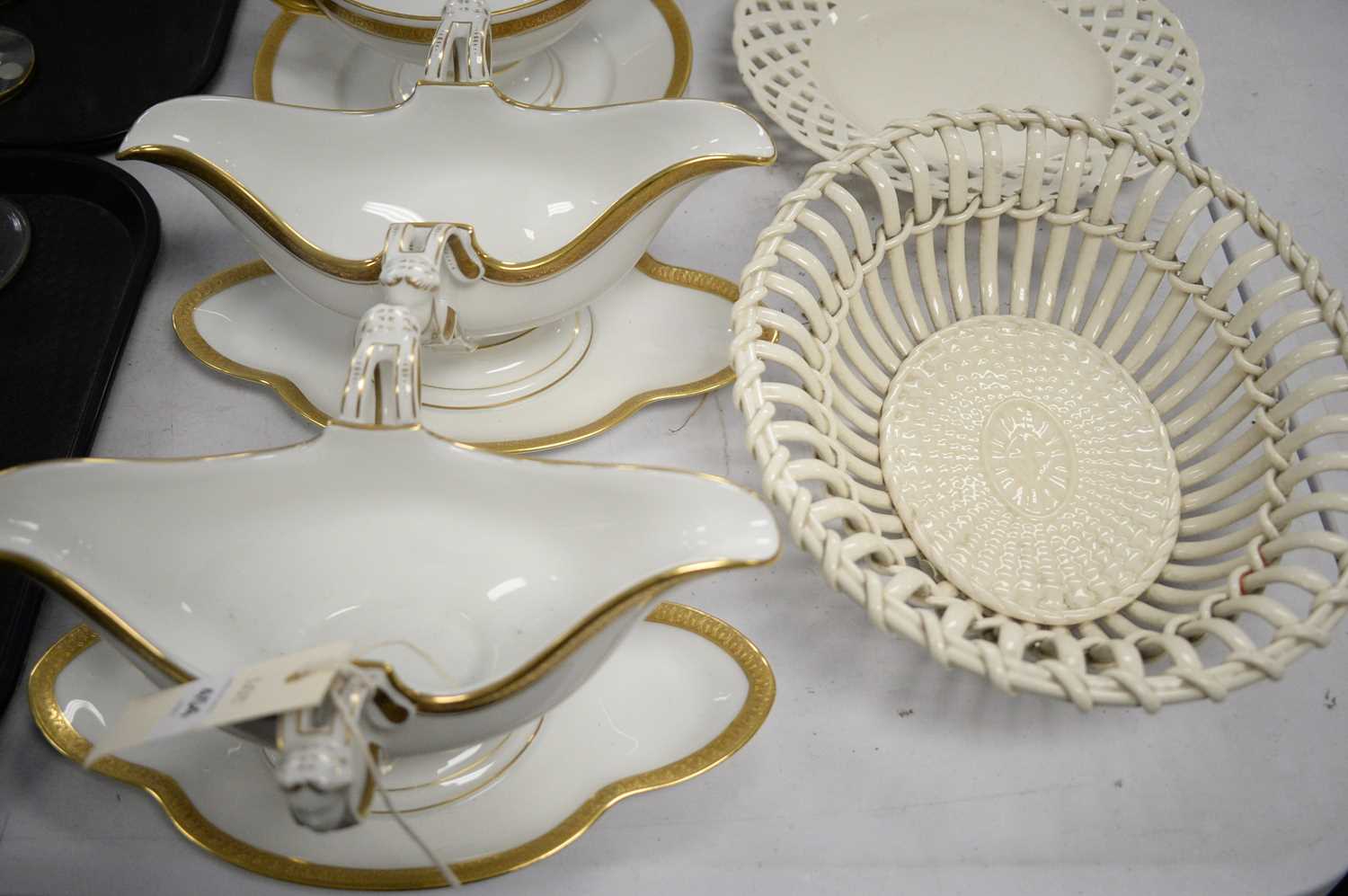 Pair of Rosenthal tureens and pair of sauce boats; and three Creamware dishes. - Image 3 of 6