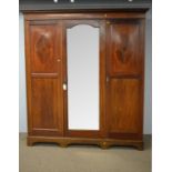 Edwardian three door wardrobe