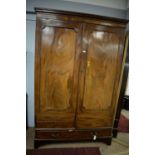Victorian mahogany two-door wardrobe.