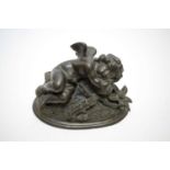 Early 20th C French patinated bronze of Cupid.